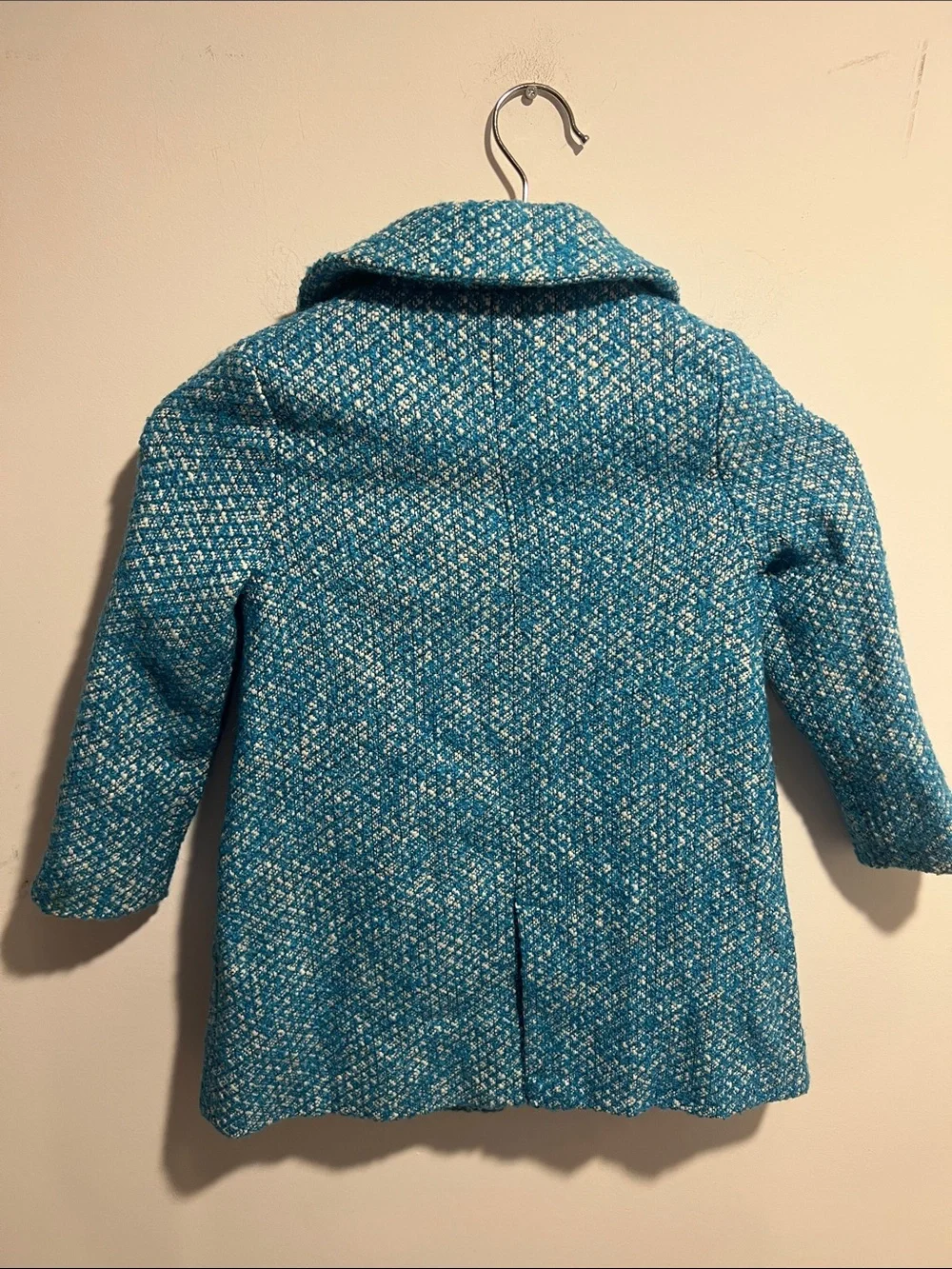 Mini Boden Girls' Teal Tweed Pea Coat Size 3-4 Years